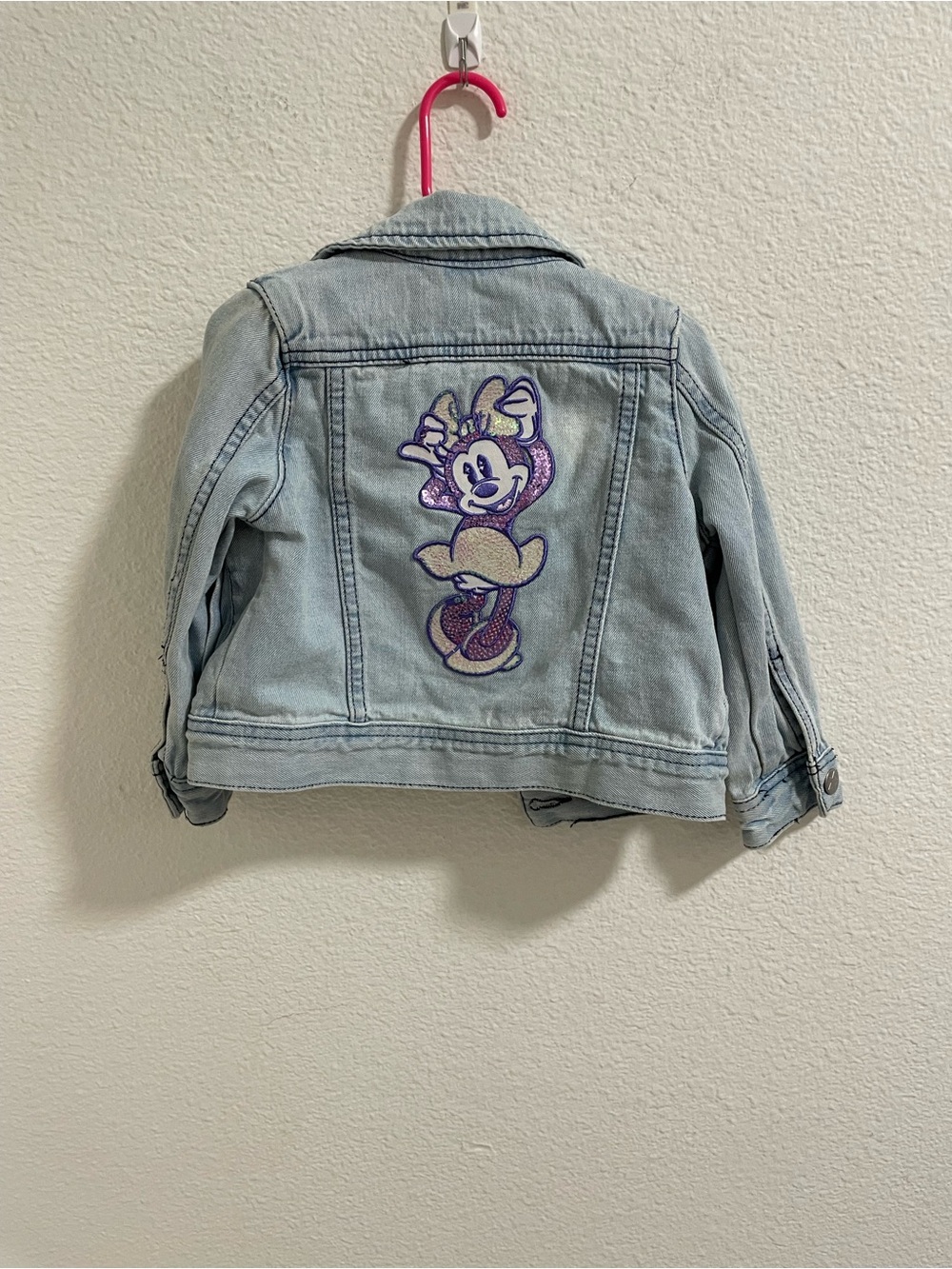 Disney Minnie Mouse Light Blue Kids Denim Jacket with Purple Character Patch